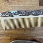 Vintage Silver Plated Vanity Set With Hand Mirror  Hair Brush And Comb