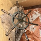 16  Ship Boat Steering Wheel Or Old Valve Handle Wooden Pulley Back Antique Vgc