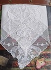 Vintage Bridal Wedding Cream Lace Linen 11  Hanky Handkerchief Hankie Flowers