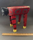 2 Headed Guatemala Folk Art Hand Carved Wooden Animal Bowl Vintage