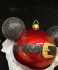 Disney Parks Mickey Mouse Santa Belt Glitter Glass Icon Christmas Ornament