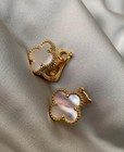 Vc   Arpels Vintage Alhambra Earrings Mother-of-pearl 1 Motifs 18k Yellow Gold