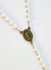 Miraculous Artificial Pearls Rosary With Bronze Tone Crucifix And Center