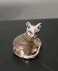 Saturno Sterling Silver   Enamel Laying Tabby Baby Cat Miniature 10gr