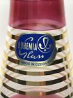 Vintage Bohemia Glass Crystal Decanter  Cranberry To Clear 24k Gold  No Stopper 