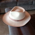 Gigi Pip Hat - Cream W  Brown Trim - Band 57 100  Australian Wool