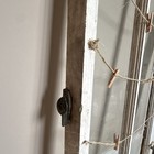 Vintage White Wood Window Sash W  Glass Panes   Metal Hardware  Salvage