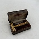 Vintage 1940 s Gillette Gold Aristocrat Safety Razor W  Case See Pictures