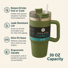 30 Oz Stainless Steel Travel Mug Tumbler W  Handle   Straw Hot Or Cold Cup Green