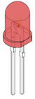 25 X Red Led 5mm Round Wide Angle Diffused Led Light Emitting Diode Bright Pcb