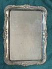Vintage Silverplate Serving Tray 12x10 Ornate Floral Scroll Embossed Rococo