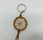 Vintage Leather Wrapped Dream Catcher Keychain Charm Native American Crafts 6