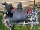 Vintage antique 13  Youth Western Parade Saddle W silver Studs  Tapaderos