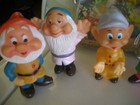 Vintage Walt Disney Seven Dwarfs - 5  Figures Squeaky Rubber Toys  Collectible 