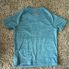 Under Armour Boys M Blue orange Heatgear Graphic Logo Crew Neck T-shirt