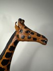 Standing Giraffe Handmade Painted Leather Statue 18   