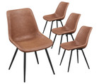 Dining Room Chairs Set 4 Chairs With Faux Leather Metal Legs For Kitchen  Brown