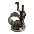 Antique Figural Napkin Ring Silver Silverplate - Soldier With Sword Torch Flame