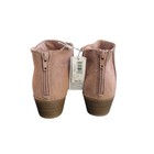 Old Navy Girls Faux Suede Ankle Booties Pink Back Zip Low Block Heel Size 2