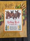 Vintage Rolling Rock Menu Holder Whirlaway Seabiscuit Man O war Horse Racing