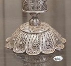 925 Silver Hanukkah Menorah Filigree Handmade Jewish Lamp Yemenite Judaica Art