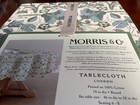 Morris   Co Cotton Tablecloth 70 In Round Lodden Blue Green Nwt