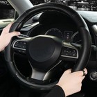 Us Carbon Fiber Car Steering Wheel Cover Black Leather Breathable Anti Slip 15  
