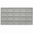 Grey Linen Glass Top Wooden Case Jewelry Box Display Case W  20 Slot Tray Insert