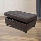 Brown Faux Leather Storage Ottoman Bench With Hinged Lid  35 x23 x17