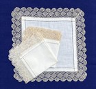  3  Antique Handmade Bobbin Lace Handkerchiefs  7-1 2  Cream Linen  1-1 2  Lace