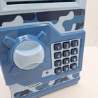 Kids Childrens Toy Piggy Bank Atm Coin Bill Slot Blue Camouflage Safe Money Jar