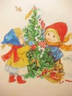 Vintage Christmas Greeting Card Children Decorating Tree For Birds   Animals