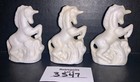 3 White Porcelain Bisque Unicorn Figurines Vintage