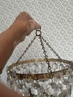 French Brass Crystal Basket Bag Chandelier Antique Vintage Stunning 