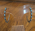 Old Turquoise Needlepoint Half Hoop Sterling Silver Earrings Vintage Pawn