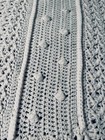 Handmade Crochet Afghan Throw Blanket Ivory Textured Bobble Cable Fringe Boho