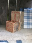 3 Early Antique Wood Alphabet Abc Blocks Cow Graphics