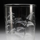 Antique 19th Century Etched Fern Leaf Handblown Glass Large Wine Goblet 8 h