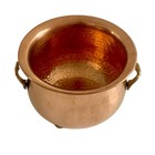 Vintage Hammered Copper Pot With Brass Handles   Feet     Rustic Farmhouse Deco   