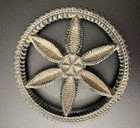 Vintage Cast Iron Trivet Round Rosette Flower Rustic Farmhouse Cottagecore