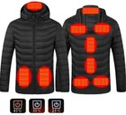 Mens Usb Heated Jacket 9 Heating Zones Black Hooded Puffer Coat L Ships From Usa