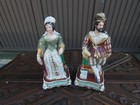 Pair Antique French Vieux Paris Porcelain Pique Fleur Statue Lady Man Figurine