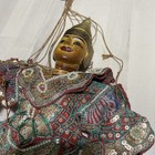 Vtg Burmese Asian Puppet Marionette Carved Wood Handmade Folk Art Red  12   