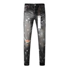 Purples Brands Jeans Street Distressed Paint Repair Low Raise Skinny Denim Pants