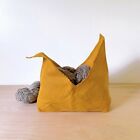 Ambatalia Gold Linen Large Bento Knitting Project Crafting Bag  New