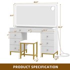 Vanity Desk Set With Large Led Light Mirror 8 Drawers Table With Power Outlet
