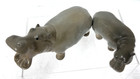 2 Vintage Gray Ceramic Otagiri Hippos Hippopotamus Figurines Original Sticker