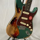 Green Aged Electric Guitar Sss Pickups Tremolo Bridge Stainless Fret