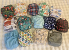 Lot 14 Baby Boy Cloth Diapers Adjustable Snap Pocket Alva Sun Smart Bottoms  