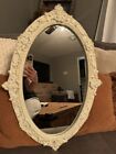 Vintage Ornate White Art Nouveau Dresser Mirror   Vanity Shabby Chic 23x16